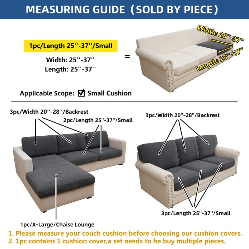 Eismodra Couch Cushion Covers Magic Stretch Sofa Slipcover for 3 Cushion Couch Dogs Pet L Shape 2 Seat Replacement Furniture Protector Dark Gray Length 25-37 inches(Only 1 Piece) - Image 5